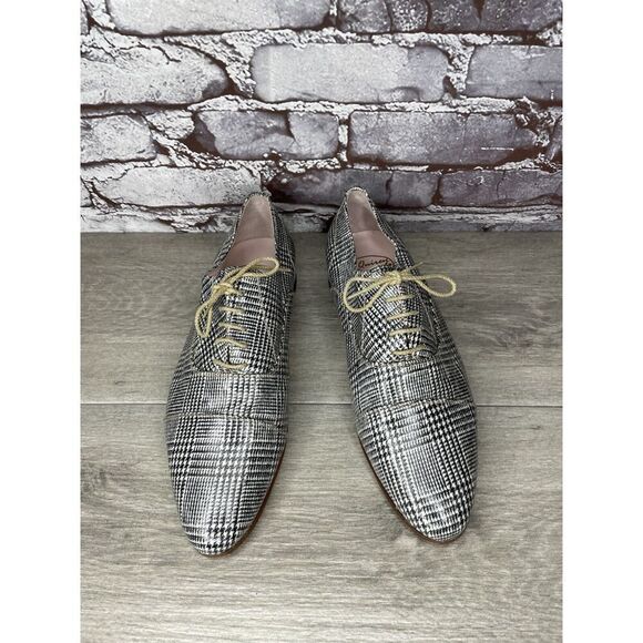 O'Quincy by Jan Palmen White Black Plaid Lace Up Oxfords Shoes Women 41EU/10.5US - Picture 2 of 16